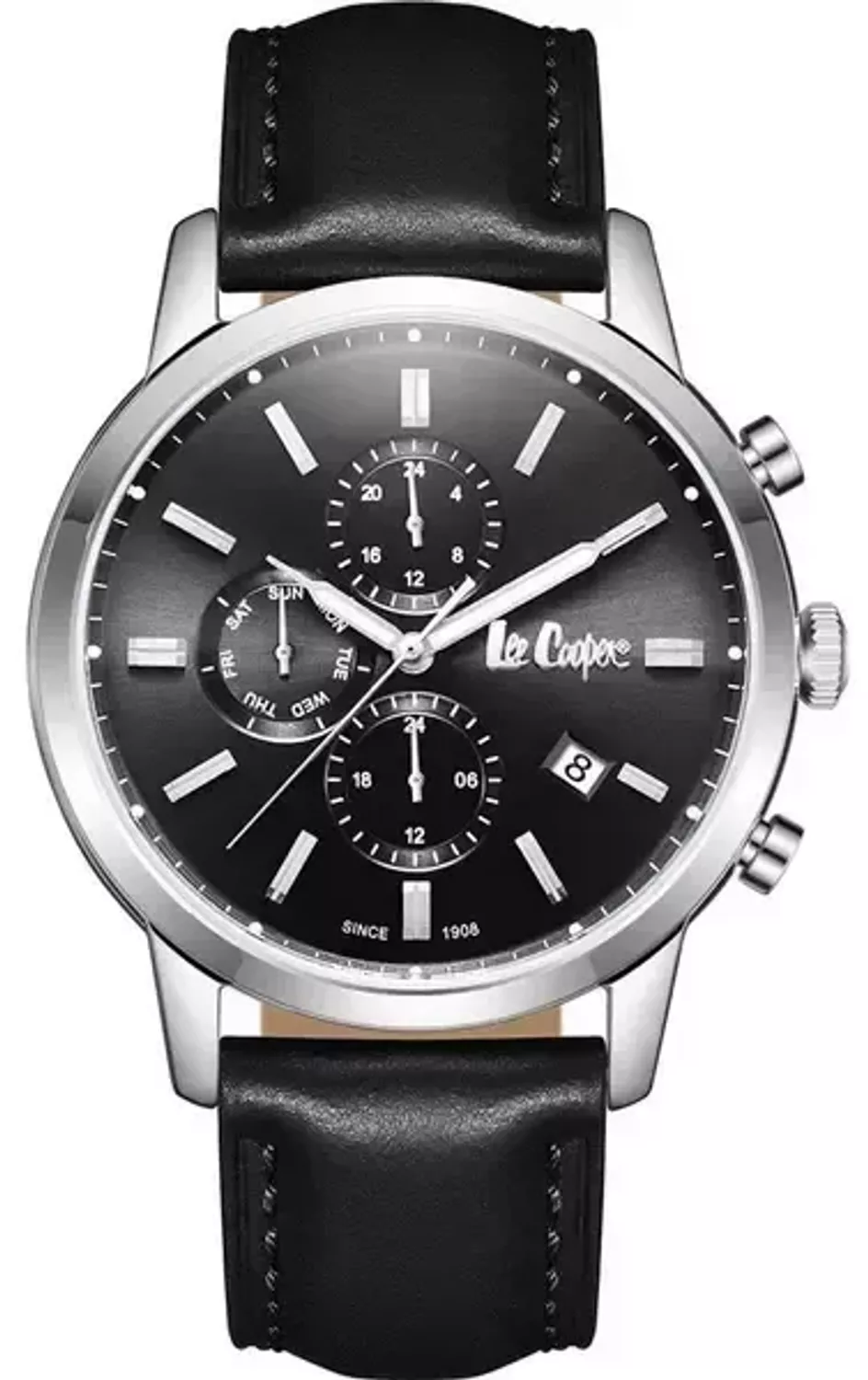 Zegarek LEE COOPER LC08085.351 Zegarek męski w czarnej kolorystyce to idealna propozycja dla zdecydowanych mężczyzn. Niecodzienna tarcza stanowi podstawę sportowego charakteru 1.webp