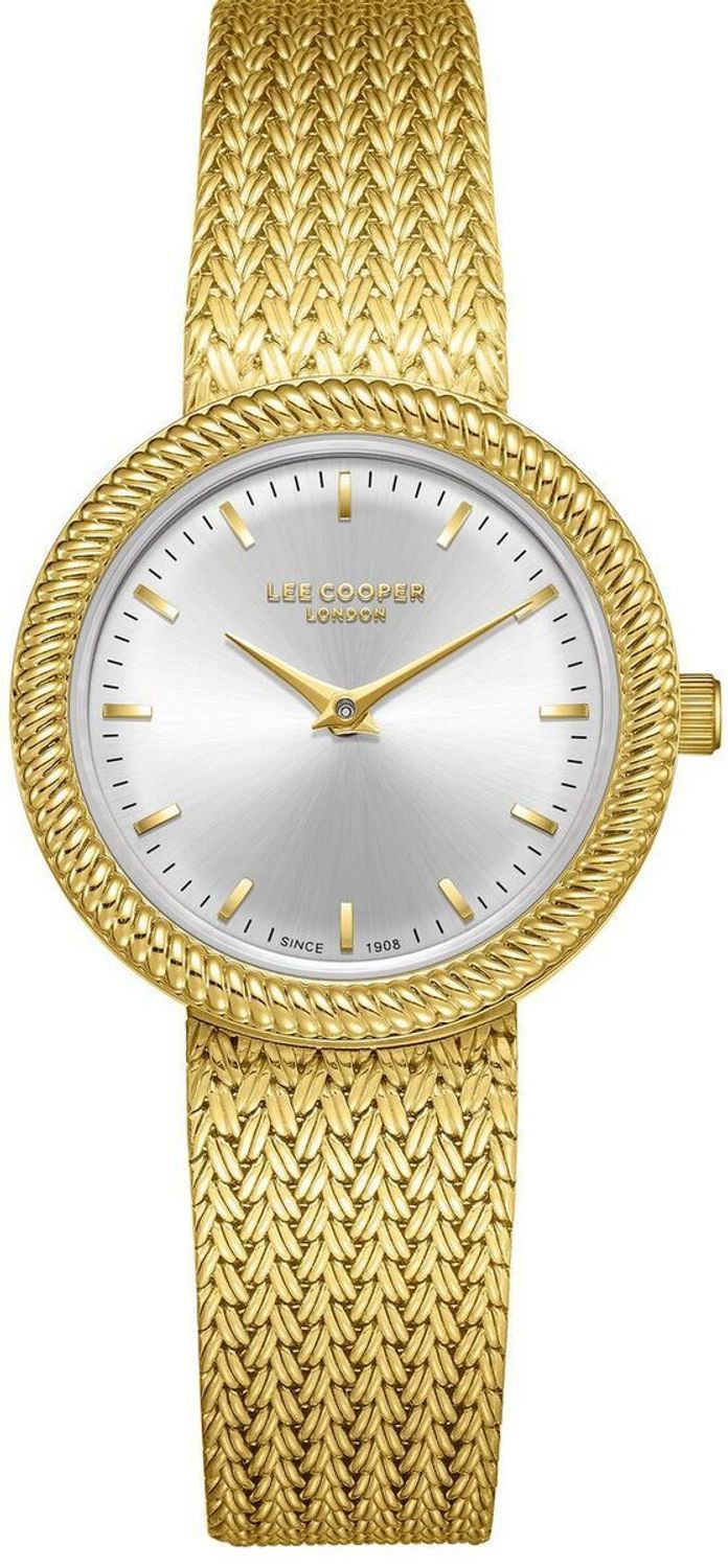 Zegarek damski Lee Cooper LC08136.130, złota bransoleta mesh, srebrna tarcza, elegancki i ponadczasowy, idealny do wiosennych i codziennych stylizacji1.jpg