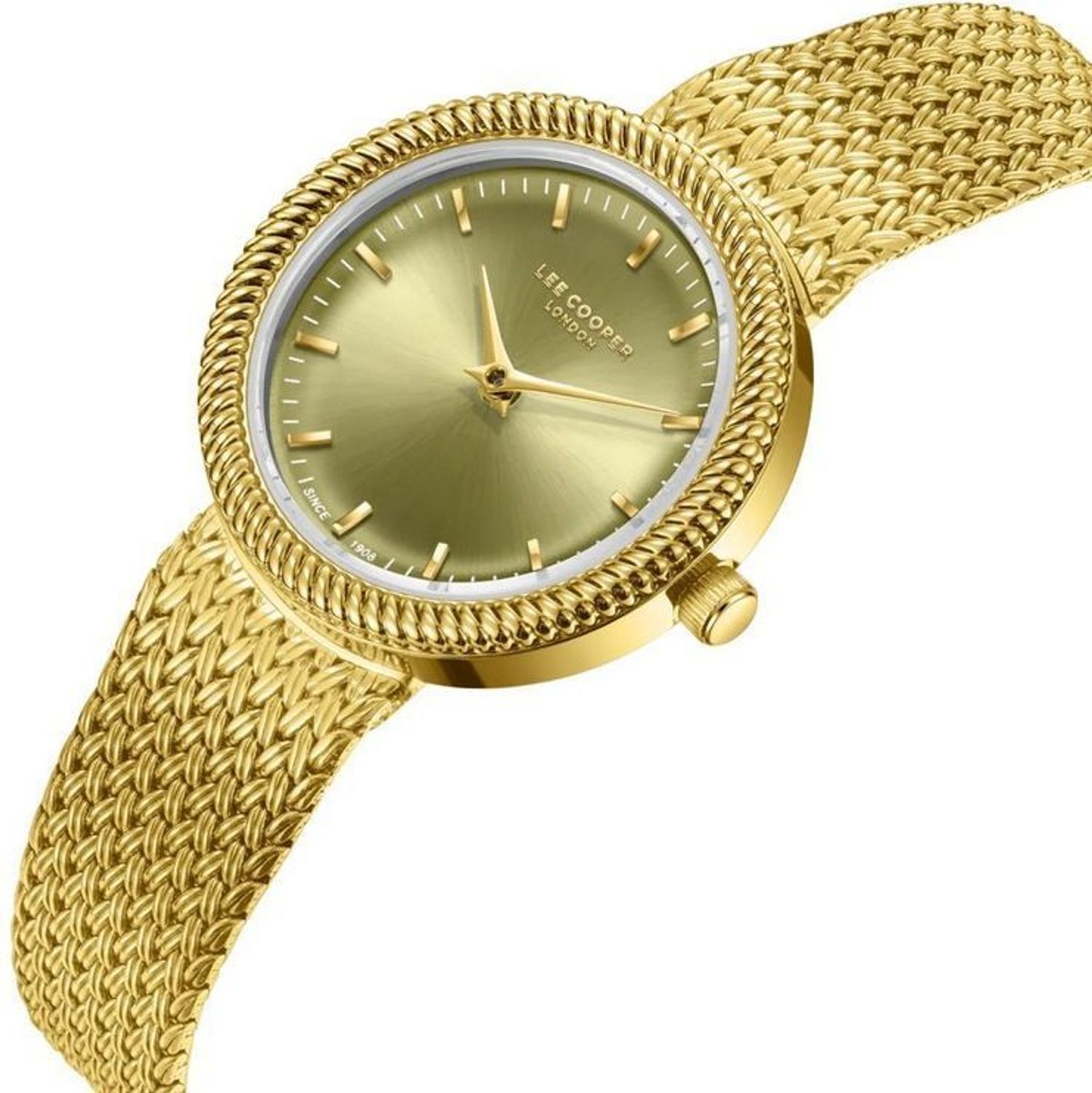 Zegarek damski Lee Cooper LC08136.170 – zielona tarcza, złota bransoleta mesh, fashion Spring 25 (2).jpg