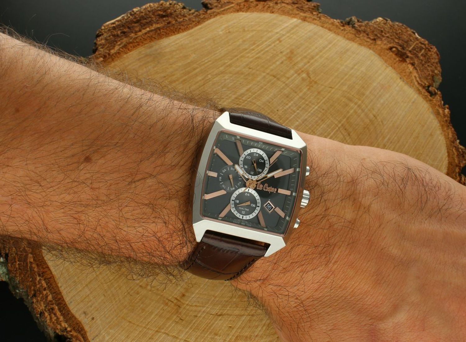 Zegarek Męski Lee Cooper LC08180.362 Skórzany Brązowy Fashion Kwadratowy (2).jpg