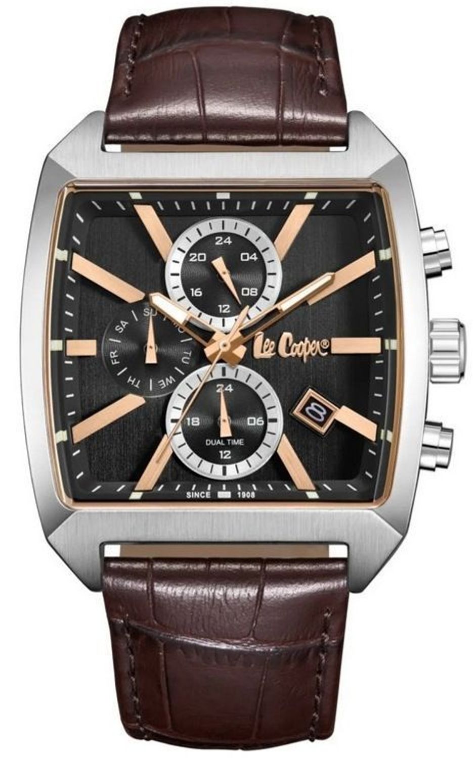 Zegarek Męski Lee Cooper LC08180.362 Skórzany Brązowy Fashion Kwadratowy (2).jpg