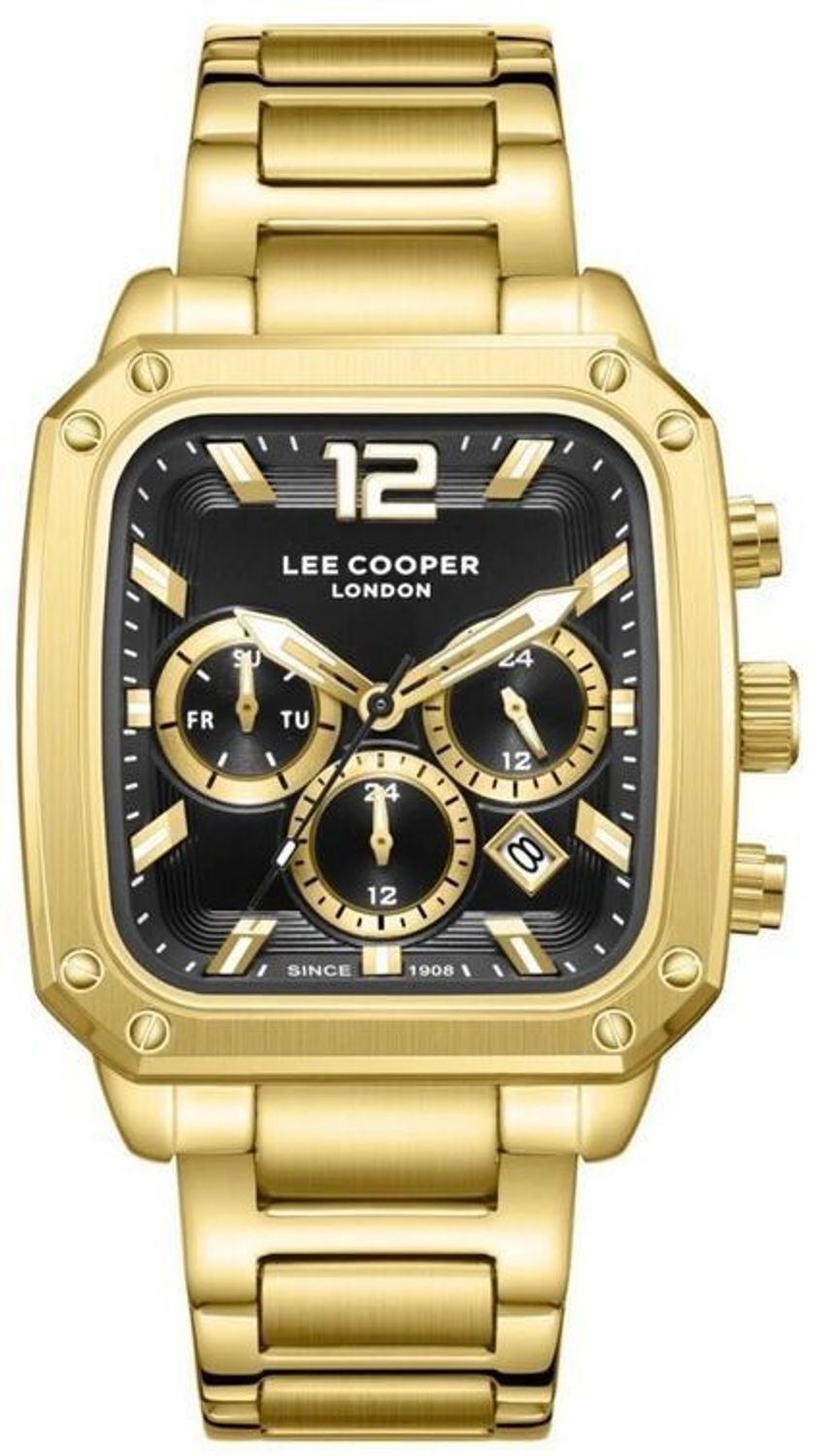 Lee Cooper LC08182.150 – Męski Zegarek Fashion Złoty Kwadratowy Czarna Tarcza (2).jpg