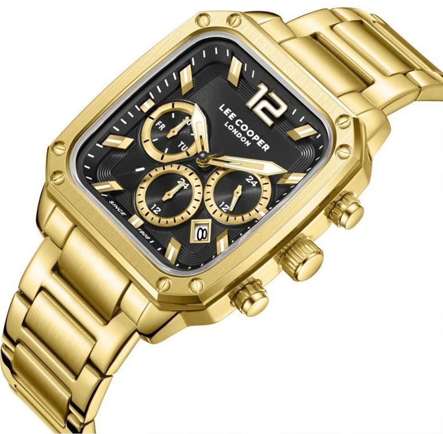 Lee Cooper LC08182.150 – Męski Zegarek Fashion Złoty Kwadratowy Czarna Tarcza (2).jpg