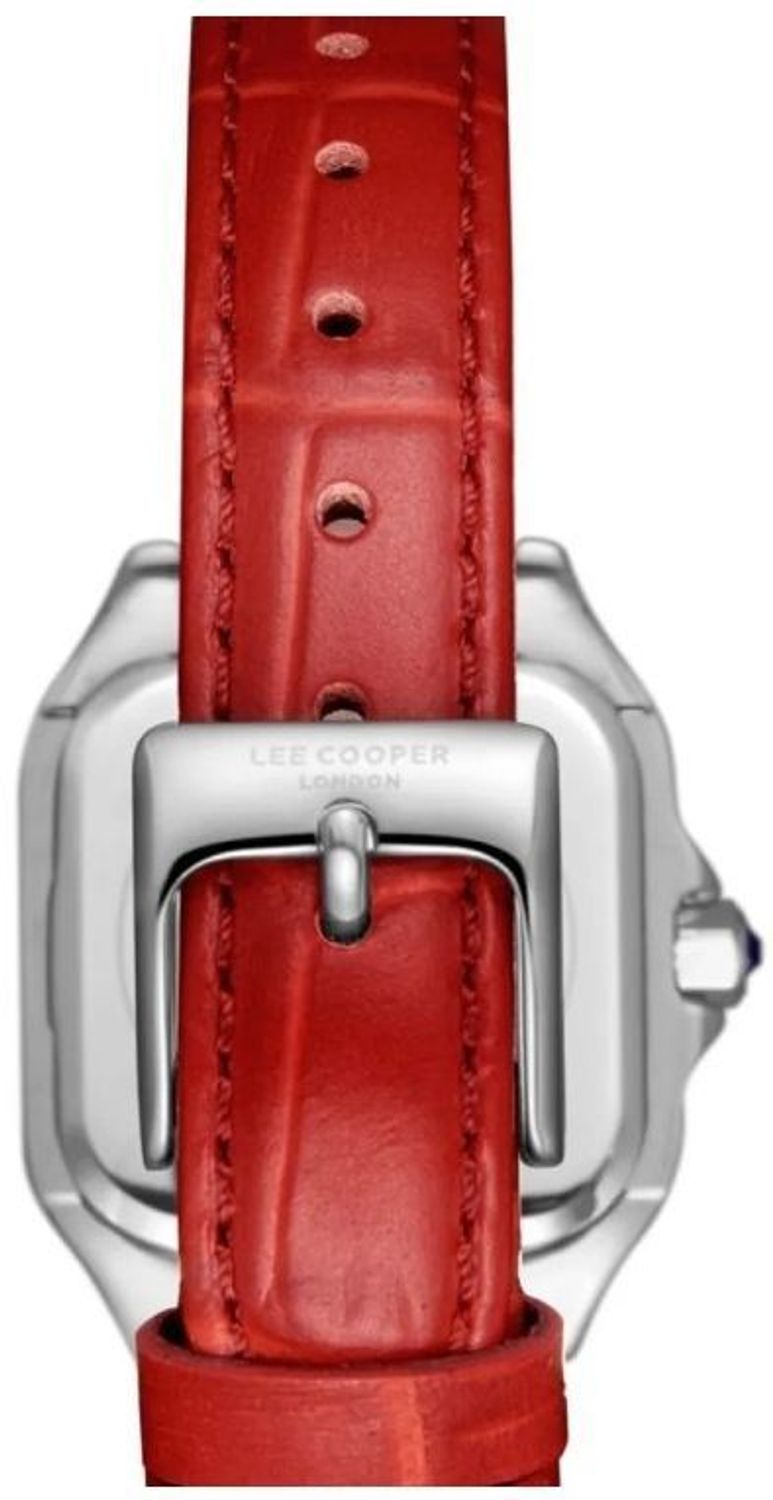 Zegarek damski Lee Cooper LC08191.238 czerwony pasek, stalowa koperta, styl fashion (2).jpg