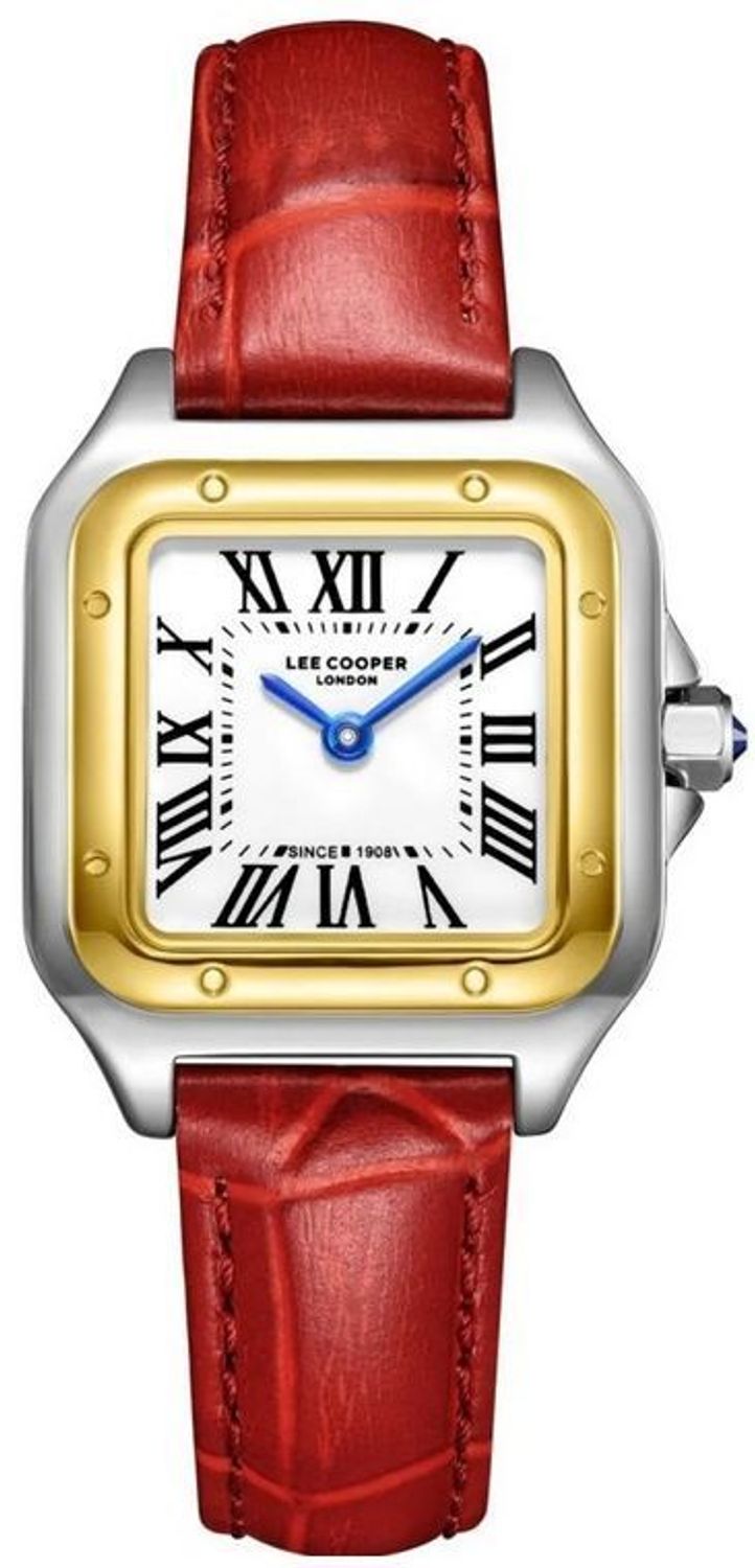 Zegarek damski Lee Cooper LC08191.238 czerwony pasek, stalowa koperta, styl fashion (2).jpg