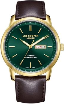 Zegarek męski Lee Cooper LC08235.172 z linii Fashion Summer 25 – elegancki model ze złotą kopertą, brązowym paskiem i zieloną tarczą. Idealny na lato, casual i eleganckie stylizacje.1.jpg