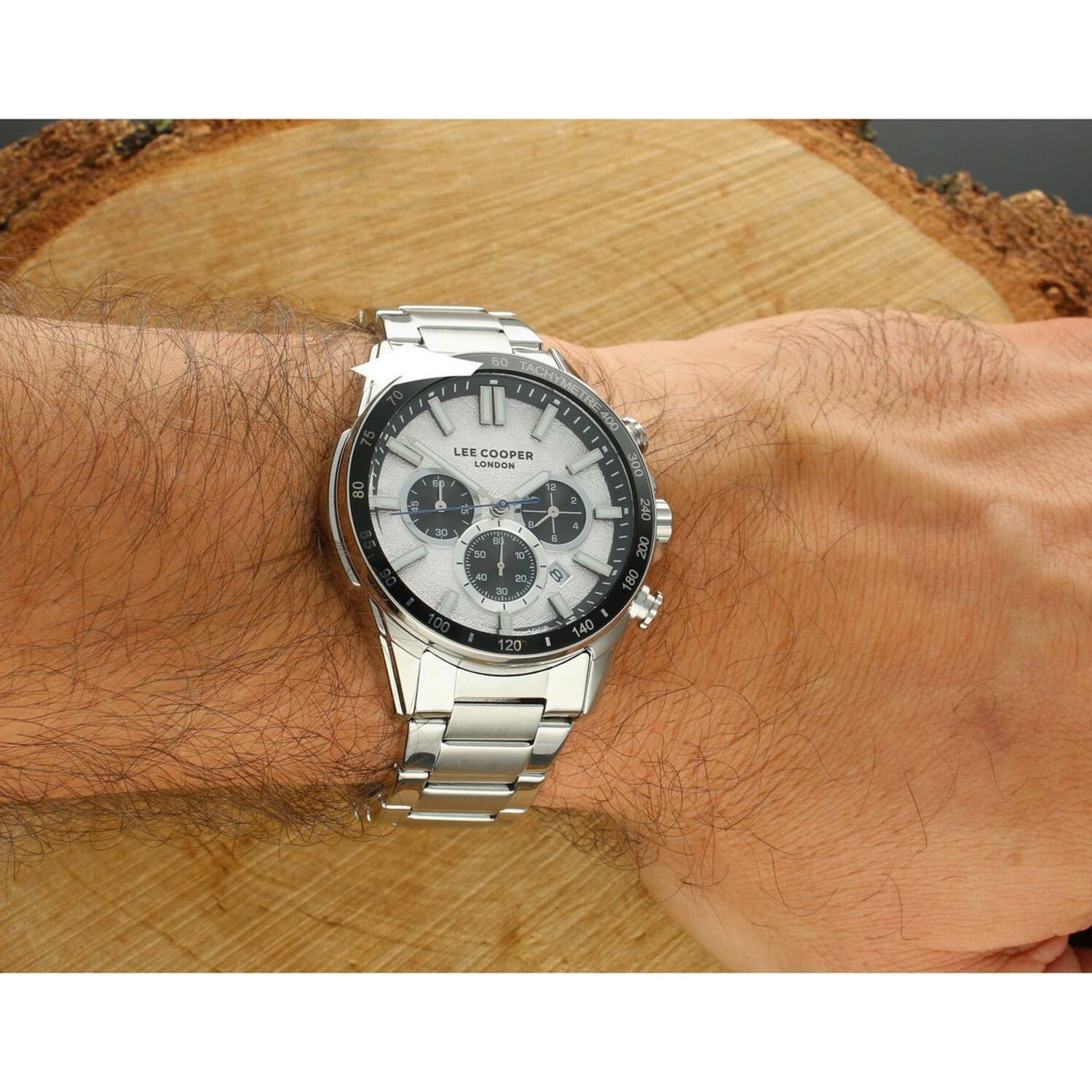 Ekskluzywny zegarek męski Lee Cooper LC08240.330, czarnystalowy, okrągła koperta, stalowa bransoleta, elegancki i nowoczesny dodatek do każdej stylizacji.1.webp