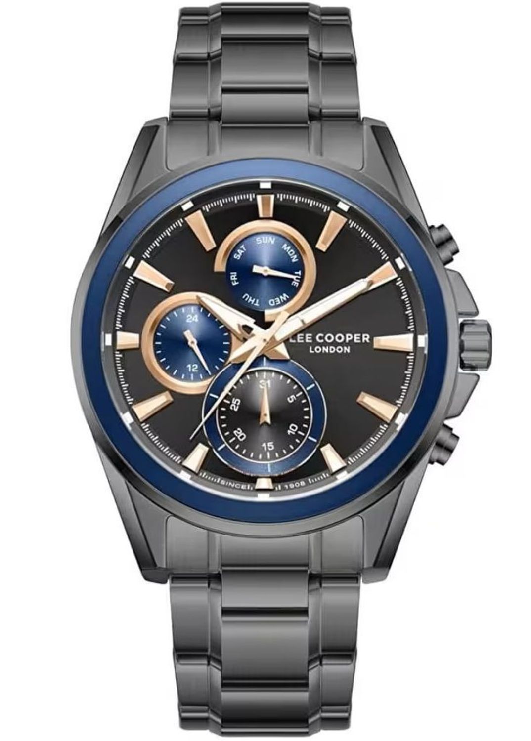 Zegarek męski Lee Cooper LC08249.650 grafitowy – elegancki model na stalowej bransolecie z czarną tarczą.jpg