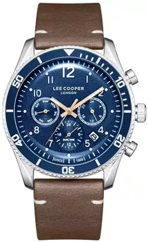 Zegarek męski Lee Cooper LC08260.394, granatowa tarcza, pasek skórzany, stalowa koperta 42 mm, datownik, wodoszczelność WR 50 – elegancki i komfortowy.1.webp