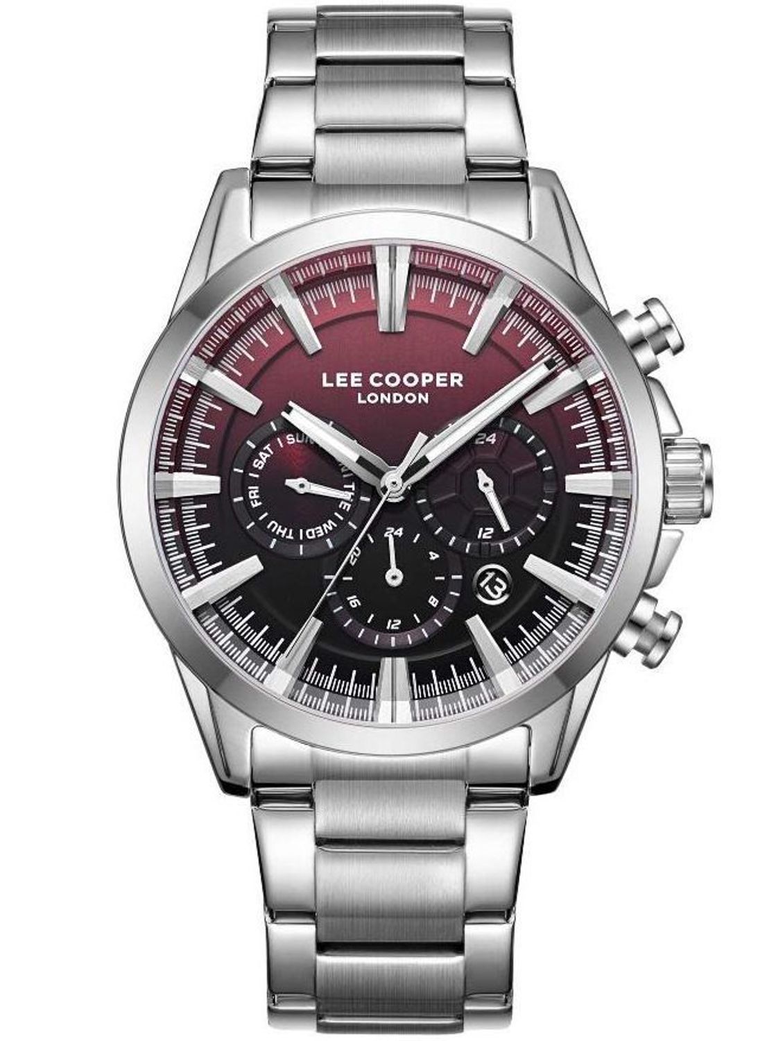 Zegarek męski Lee Cooper LC08305.380 czerwona tarcza, stalowa bransoleta – elegancki + grawer gratis.jpg