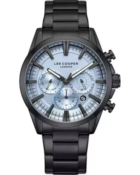 Zegarek męski Lee Cooper LC08305.600 grafitowy z niebieską tarczą i stalową bransoletą – model multifunkcyjny.webp