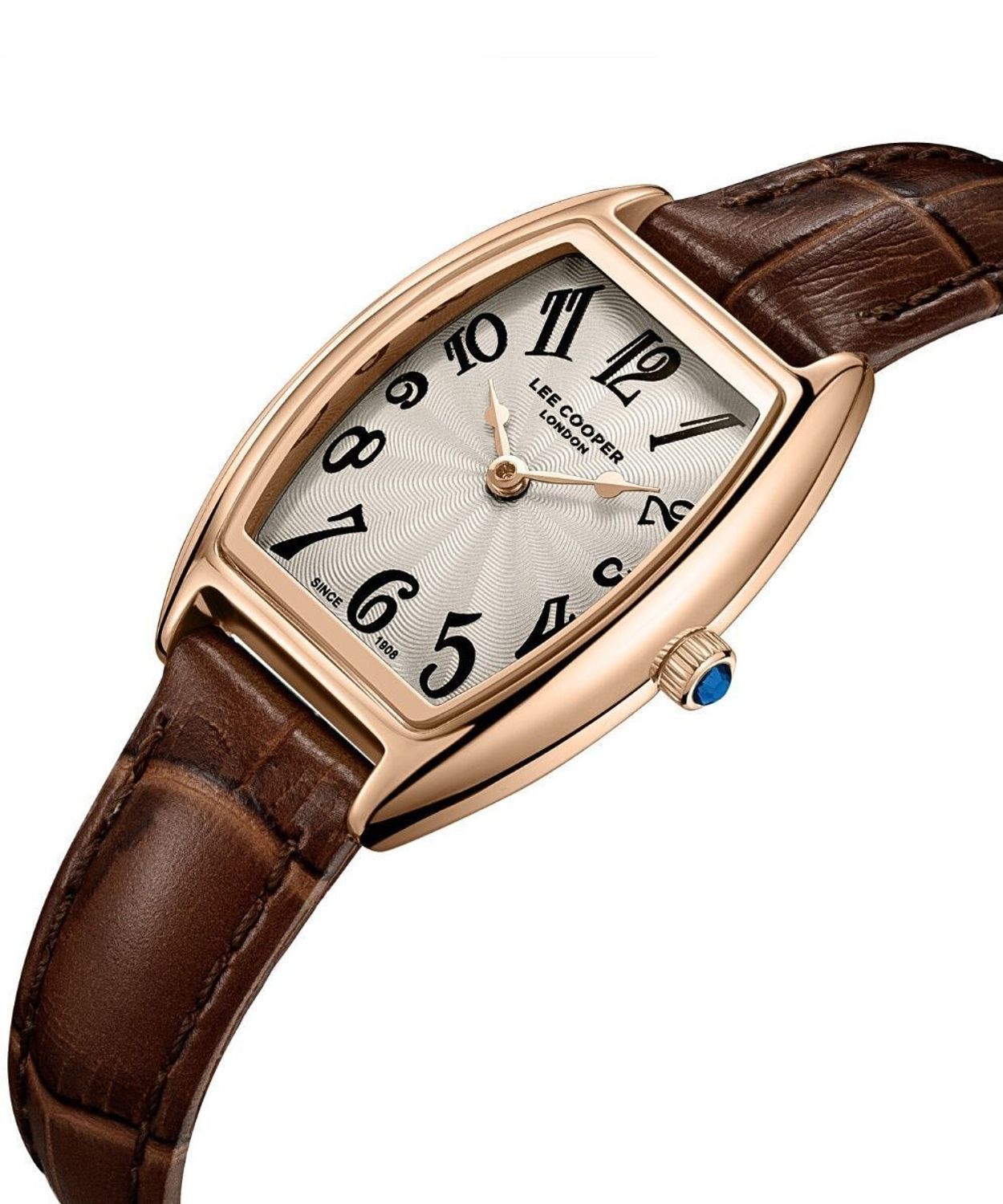 Zegarek damski Lee Cooper LC08315.462 prostokątny różowe złoto – skórzany pasek, elegancki fashion fashion.jpg