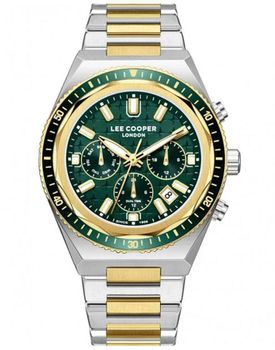 Zegarek męski Lee Cooper LC08317.270 zielona tarcza, stalowa bransoleta, datownik.jpg