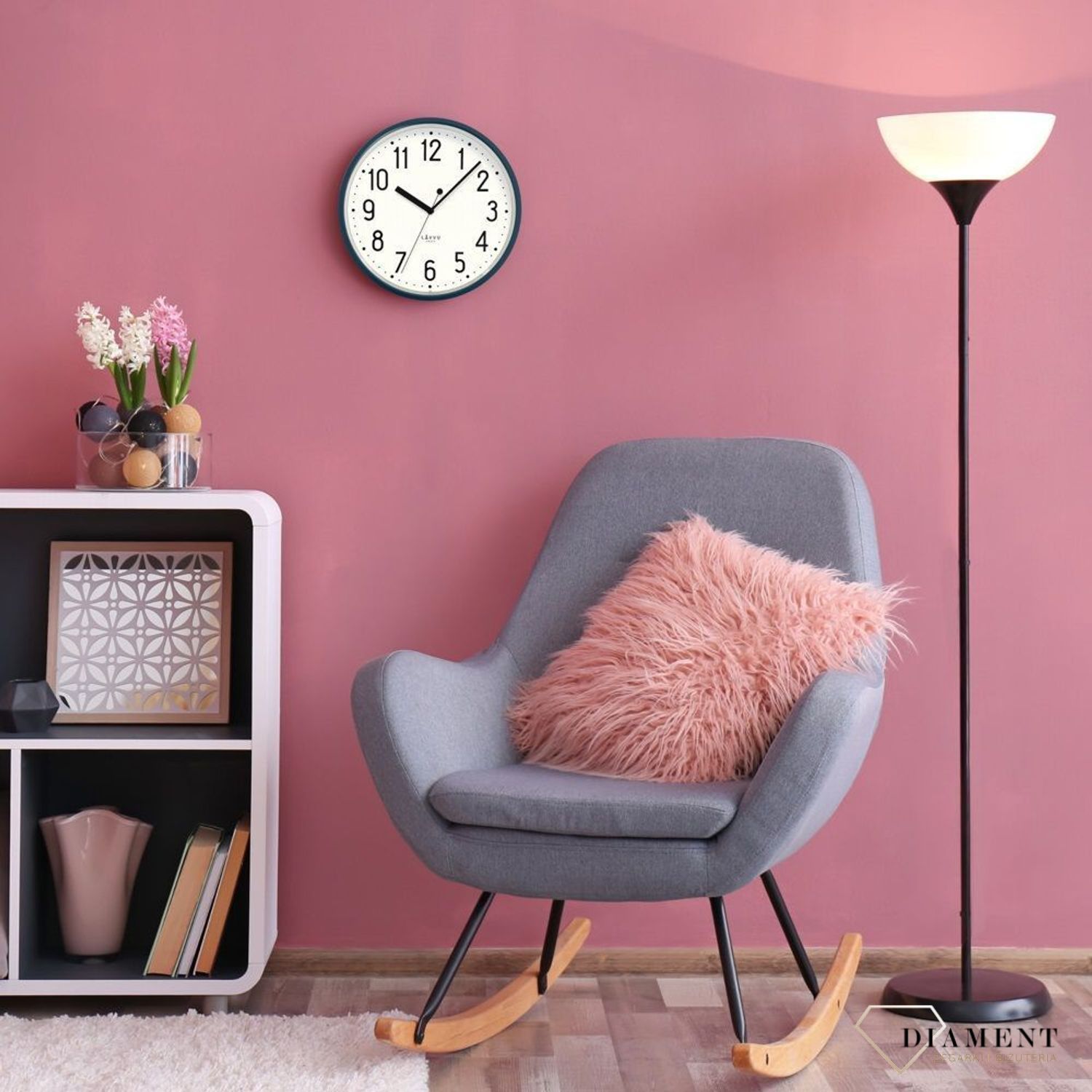 Zegar ścienny LAVVU granatowy z płynącym sekundnikiem 30 cm LCS3002. Granatowy zegar PASTELS SWEEP . Zegar z płynącym sekundnikiem.  Zegarek ścienny z cichym mechanizmem. Ścienny zegar do pokoju. Zegar ścienny LAVVU na prezent.1.jpg