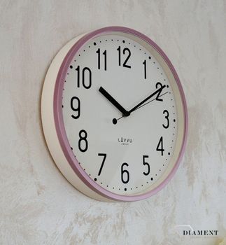 Zegar ścienny LAVVU różowy z płynącym sekundnikiem 30 cm LCS3003 zegar (5).JPG