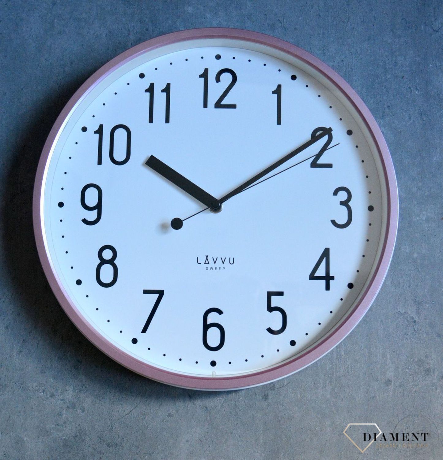 Zegar ścienny LAVVU różowy z płynącym sekundnikiem 30 cm LCS3003. Różowy zegar PASTELS SWEEP . Zegar z płynącym sekundnikiem.  Zegarek ścienny z cichym mechanizmem. Ścienny zegar do pokoju. Zegar ścienny LAVVU na prezent.3.jpg
