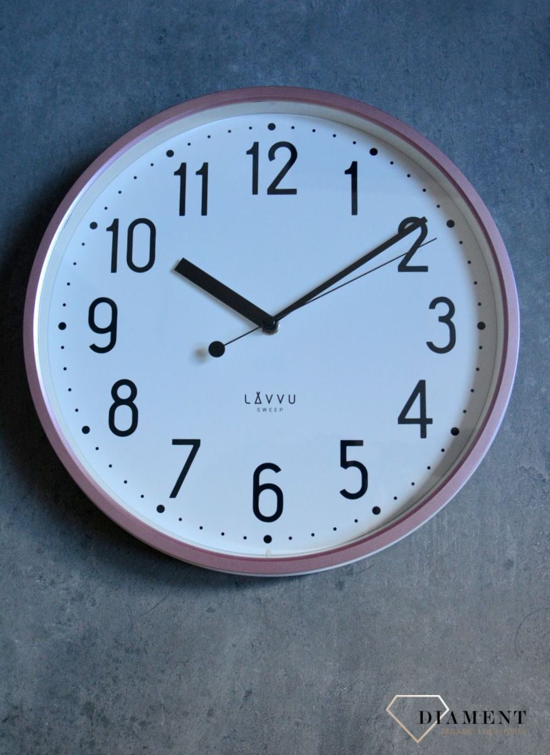 Zegar ścienny LAVVU różowy z płynącym sekundnikiem 30 cm LCS3003. Różowy zegar PASTELS SWEEP . Zegar z płynącym sekundnikiem.  Zegarek ścienny z cichym mechanizmem. Ścienny zegar do pokoju. Zegar ścienny LAVVU na prezent.3.jpg