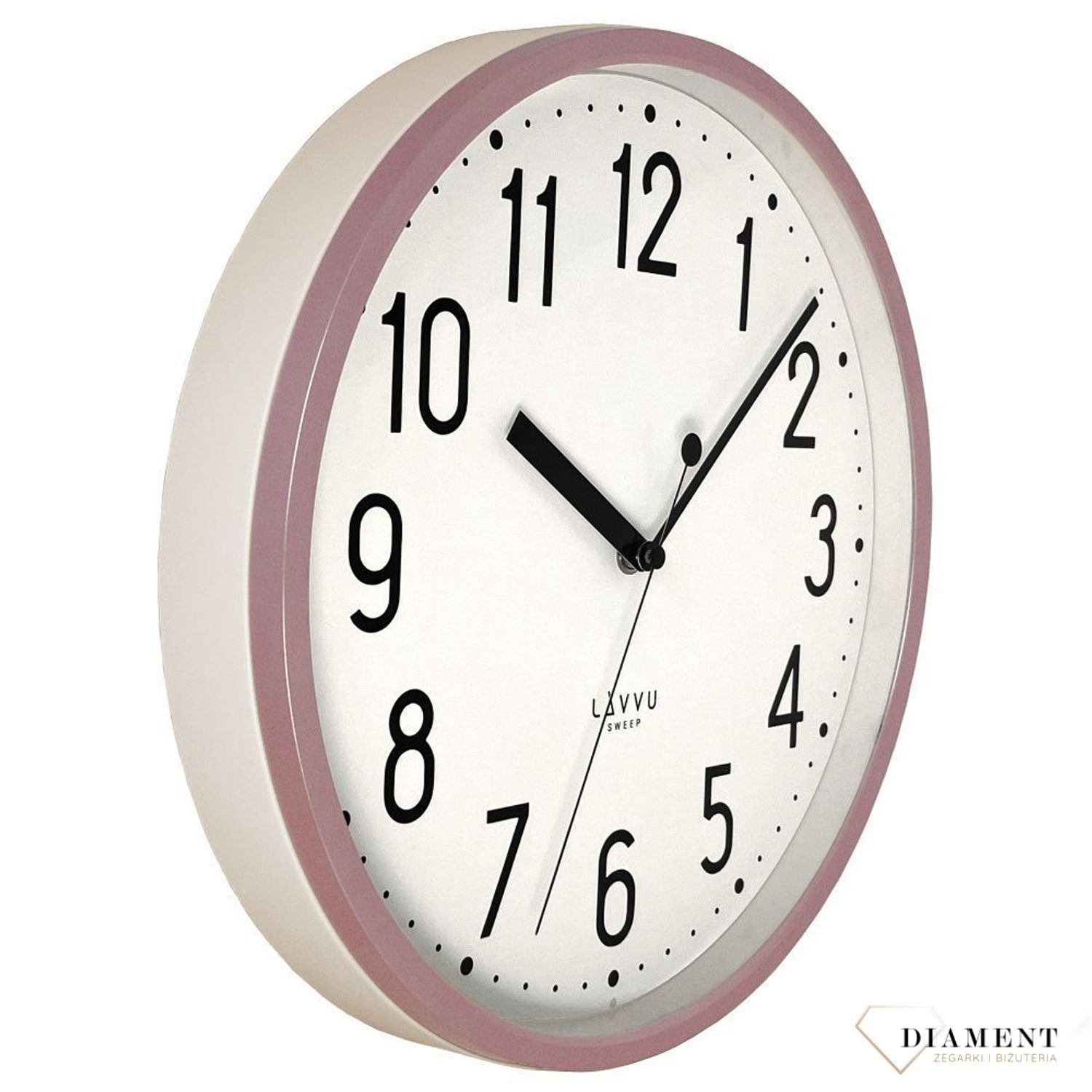 Zegar ścienny LAVVU różowy z płynącym sekundnikiem 30 cm LCS3003. Różowy zegar PASTELS SWEEP . Zegar z płynącym sekundnikiem.  Zegarek ścienny z cichym mechanizmem. Ścienny zegar do pokoju. Zegar ścienny LAVVU na prezent.3.jpg