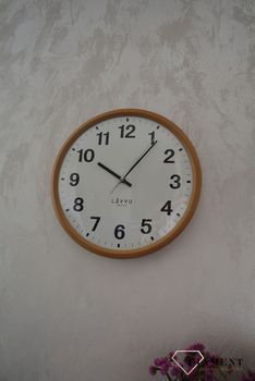 Zegar ścienny okrągły Lavvu do salonu jasny brązowy LCS4040 ✅ Zegar ścienny okrągły do salonu w kolorze jasnego brązu ✅ (3).JPG