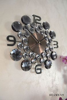 Zegar ścienny z kryształkami 35 cm antracytowy LAVVU CRYSTAL Jewel LCT1031✓Zegary ścienne✓Zegar ścienny z kryształkami (5).JPG