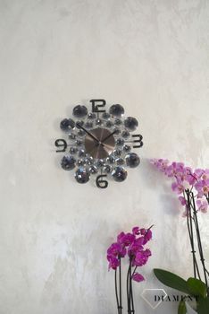 Zegar ścienny z kryształkami 35 cm antracytowy LAVVU CRYSTAL Jewel LCT1031✓Zegary ścienne✓Zegar ścienny z kryształkami (7).JPG