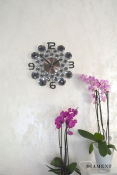 Zegar ścienny z kryształkami 35 cm antracytowy LAVVU CRYSTAL Jewel LCT1031✓Zegary ścienne✓Zegar ścienny z kryształkami (8).JPG
