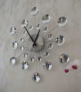 Zegar ścienny Lavvu z dużymi kryształkami 50 cm LAVVU ✓Zegary ścienne✓Zegar ścienny z kryształkami✓Nowoczesne zegary (5).JPG
