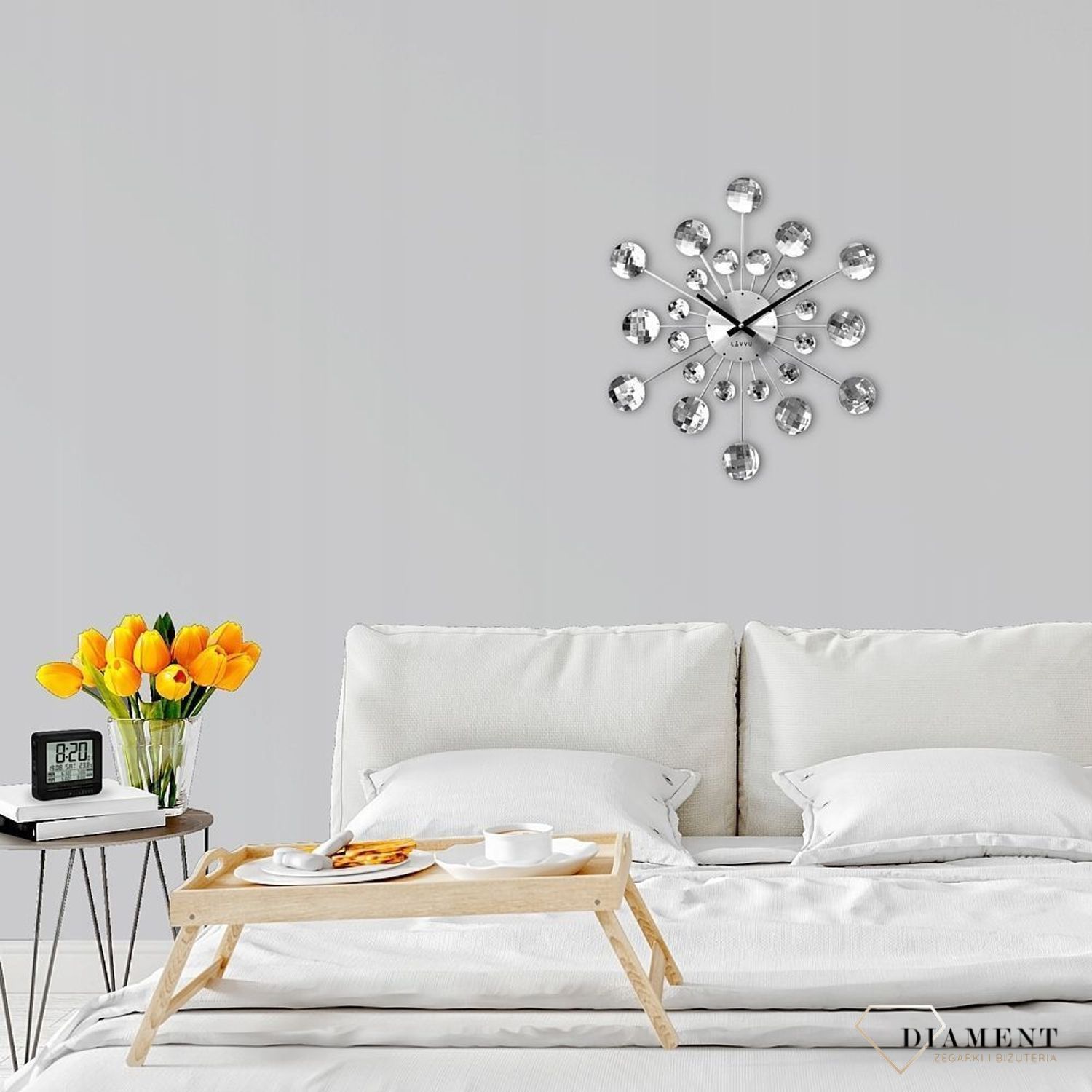 Zegar ścienny Lavvu z dużymi kryształkami 50 cm LAVVU ✓Zegary ścienne.jpg