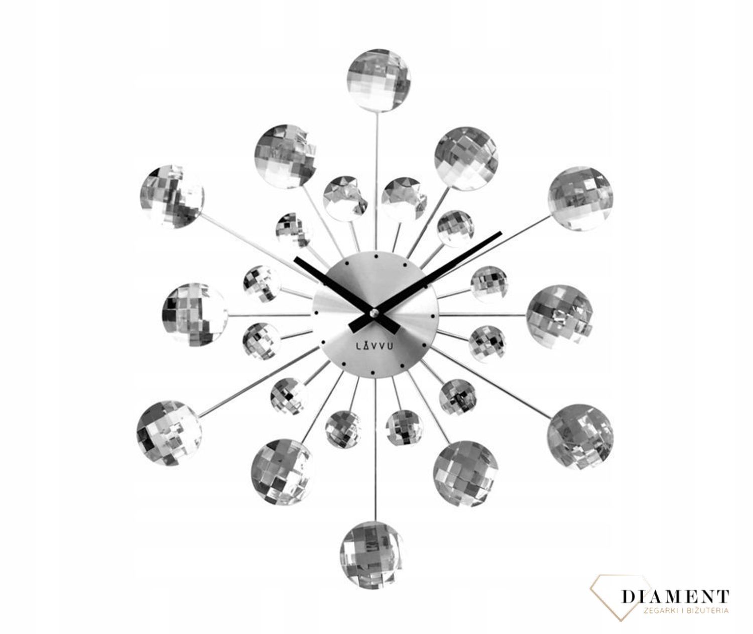 Zegar ścienny Lavvu z dużymi kryształkami 50 cm LAVVU ✓Zegary ścienne.jpg