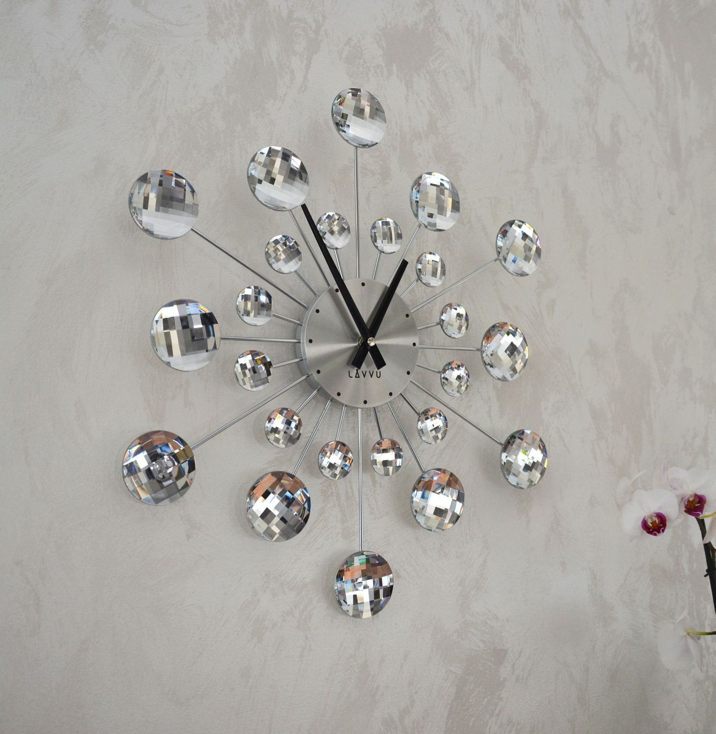Zegar ścienny Lavvu z dużymi kryształkami 50 cm LAVVU ✓Zegary ścienne.jpg
