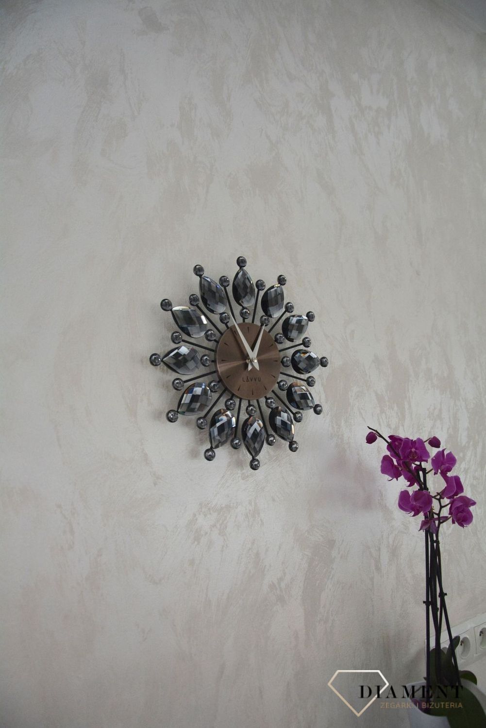 Zegar ścienny Lavvu z kryształkami 33 cm antracytowy LAVVU LCT1121 (1).jpg