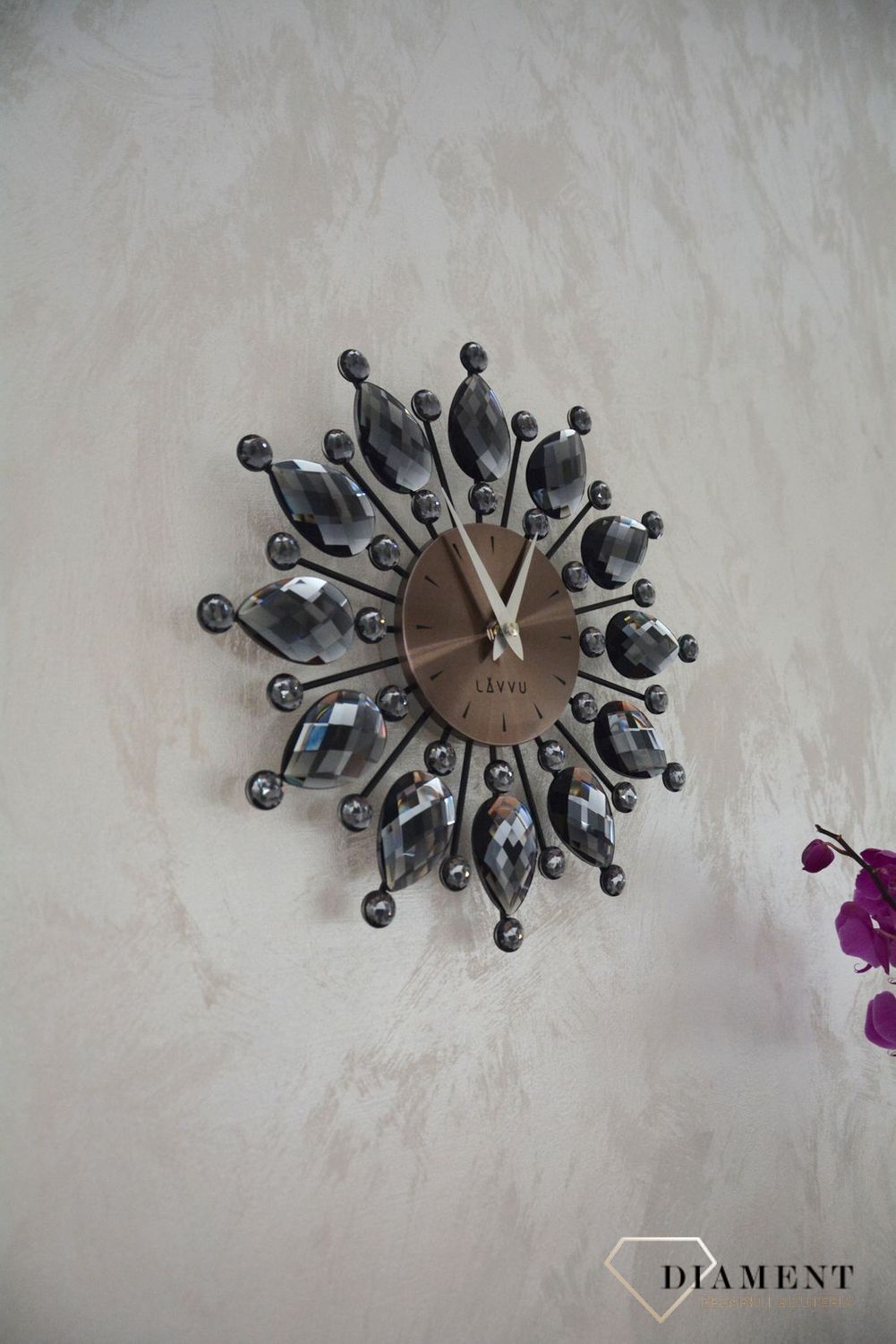 Zegar ścienny Lavvu z kryształkami 33 cm antracytowy LAVVU LCT1121 (1).jpg