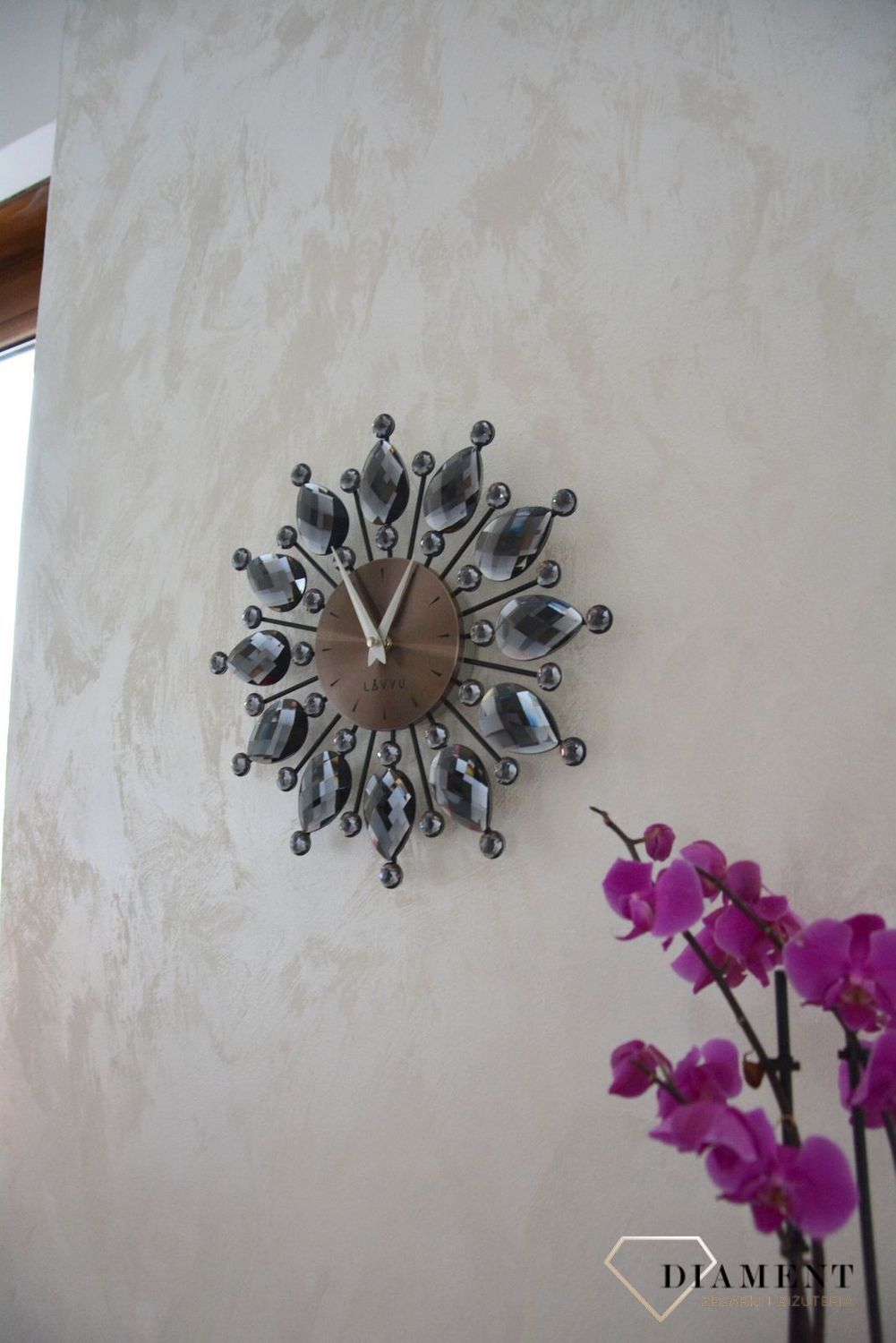 Zegar ścienny Lavvu z kryształkami 33 cm antracytowy LAVVU LCT1121 (1).jpg