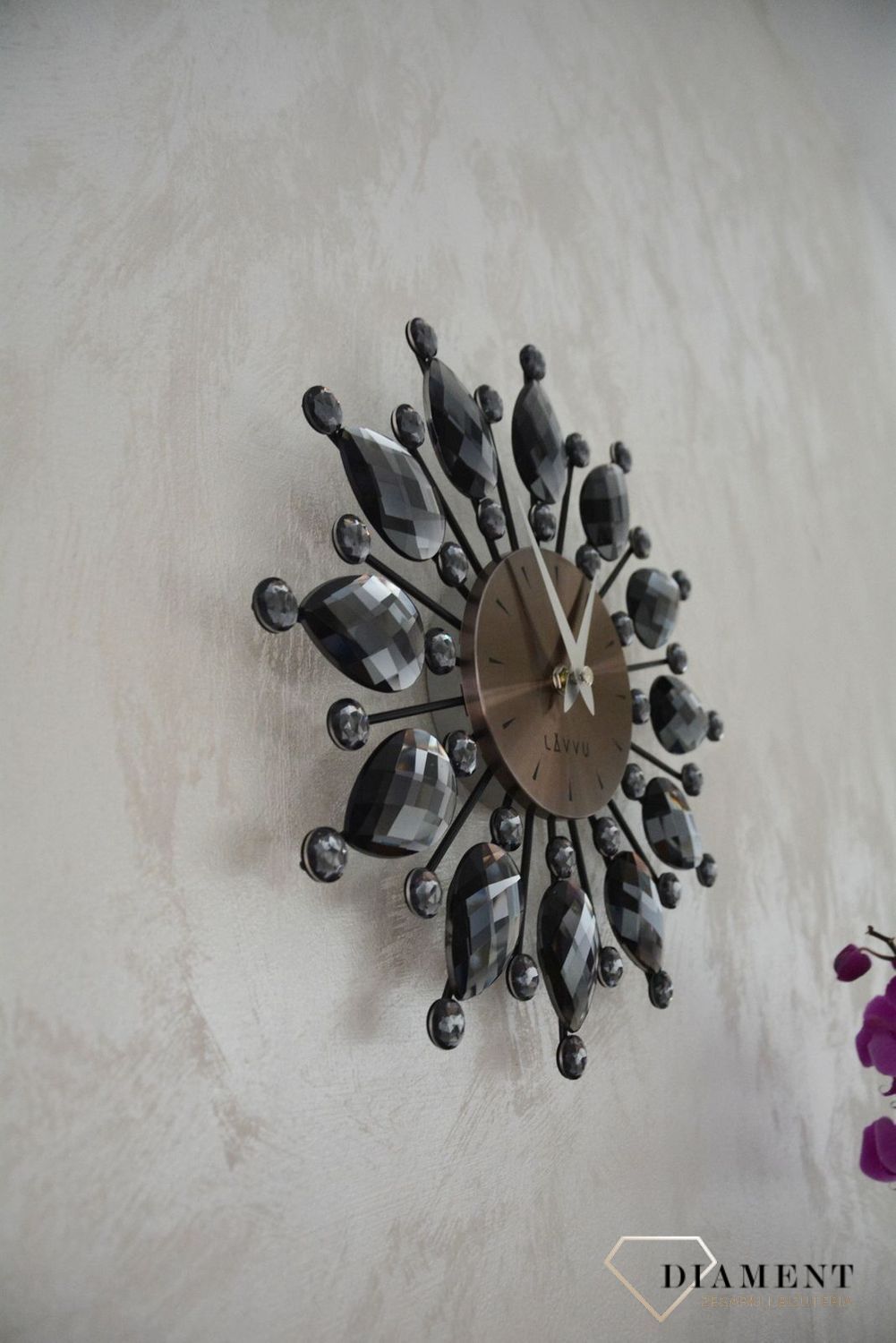 Zegar ścienny Lavvu z kryształkami 33 cm antracytowy LAVVU LCT1121 (1).jpg