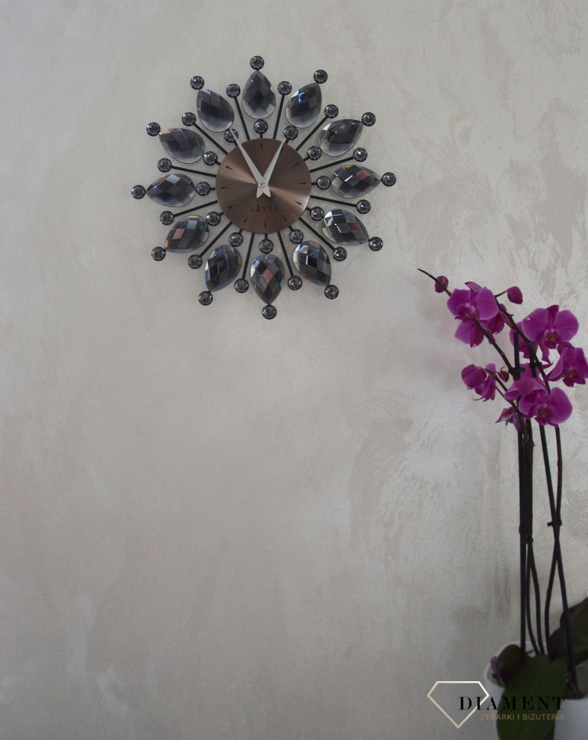 Zegar ścienny Lavvu z kryształkami 33 cm antracytowy LAVVU LCT1121 (1).jpg