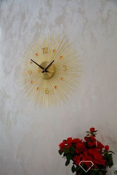 Zegar ścienny 49cm z kryształkami w kolorze Złoty Lavvu LCT1142. Zegar ścienny pasujący do salonu wykonany w złotej, żółtej kolorystyce (5).JPG