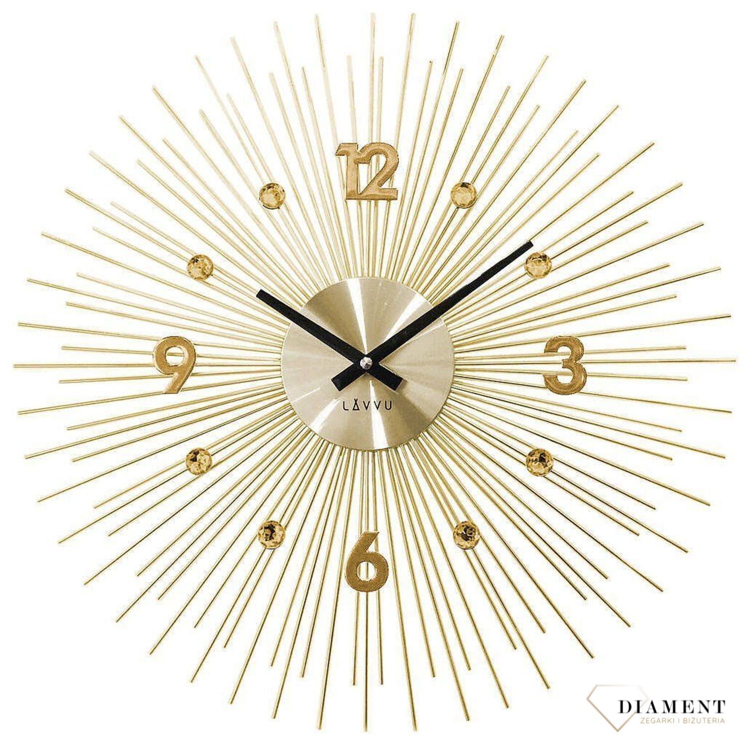 Zegar ścienny 49cm z kryształkami w kolorze Złoty Lavvu LCT1142.jpg