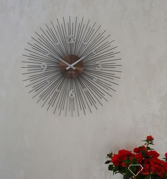 Zegar ścienny 49cm z kryształkami CRYSTAL SUN Lavvu LCT1143. Zegar ścienny w kolorze srebrnym. Zegar ścienny o nowoczesnym wyglądzie (6).JPG