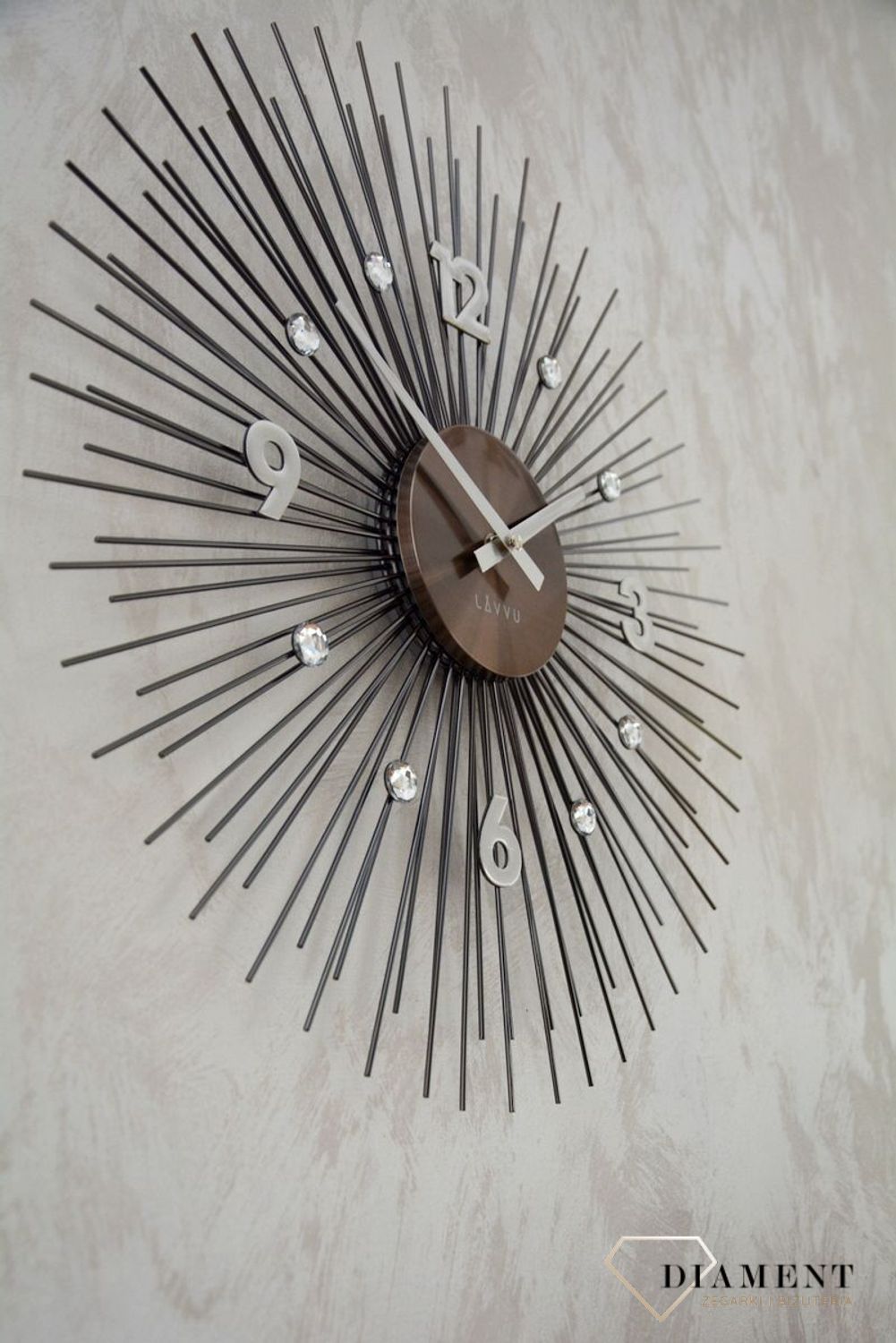 Zegar ścienny 49cm z kryształkami CRYSTAL SUN Lavvu LCT1143.jpg