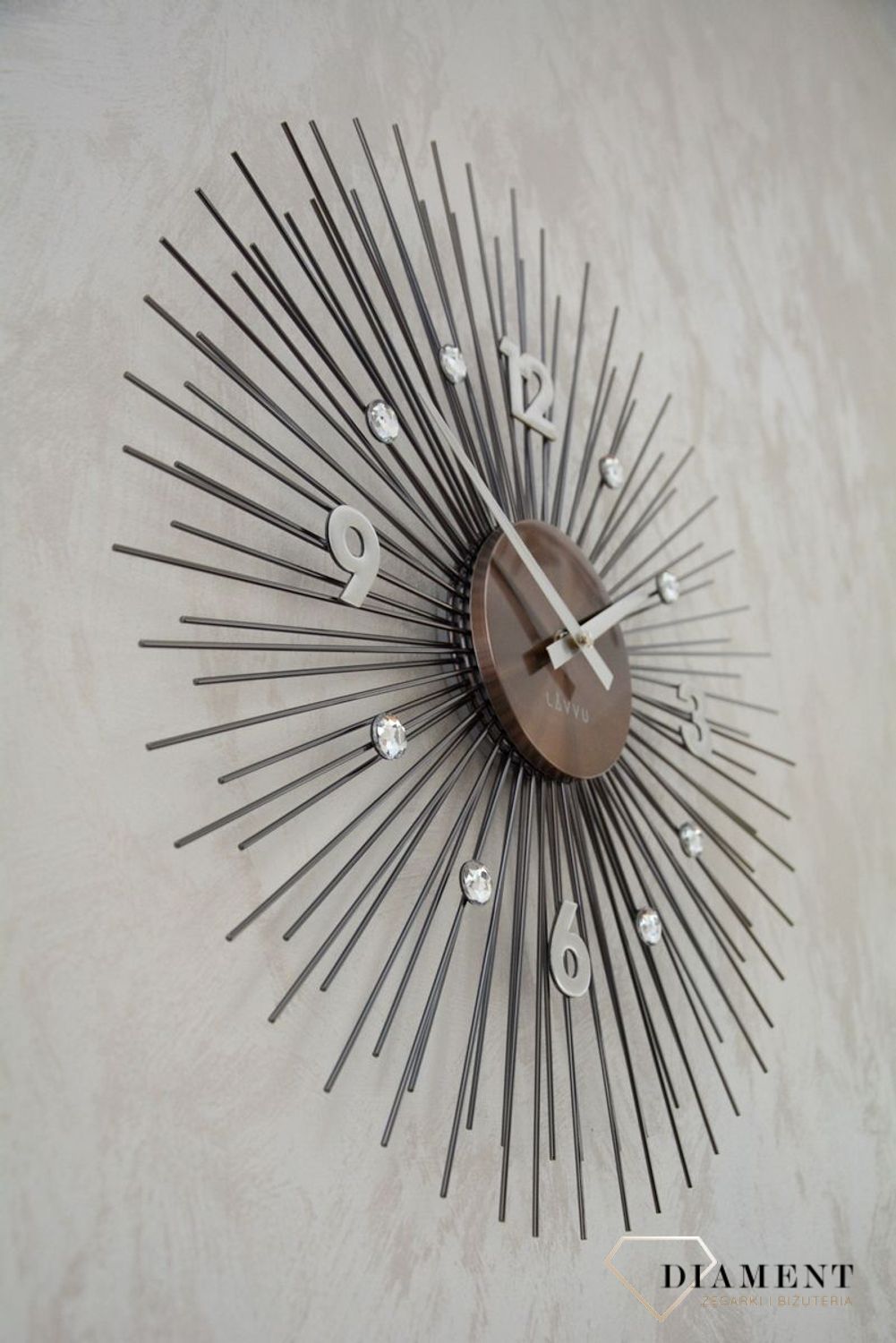 Zegar ścienny 49cm z kryształkami CRYSTAL SUN Lavvu LCT1143.jpg