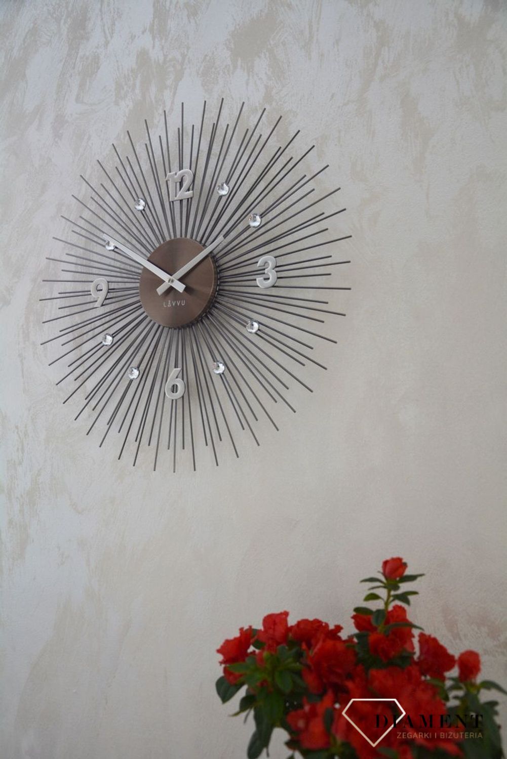 Zegar ścienny 49cm z kryształkami CRYSTAL SUN Lavvu LCT1143.jpg