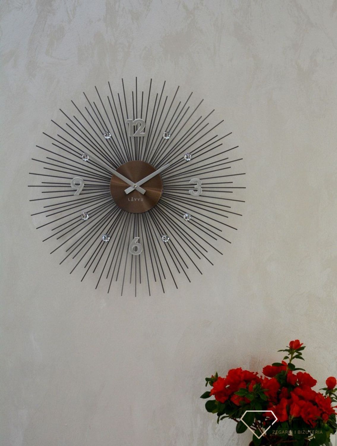 Zegar ścienny 49cm z kryształkami CRYSTAL SUN Lavvu LCT1143.jpg