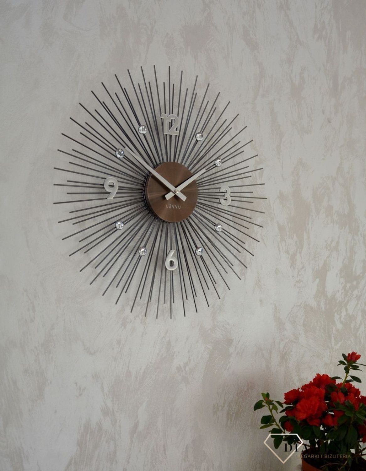 Zegar ścienny 49cm z kryształkami CRYSTAL SUN Lavvu LCT1143.jpg