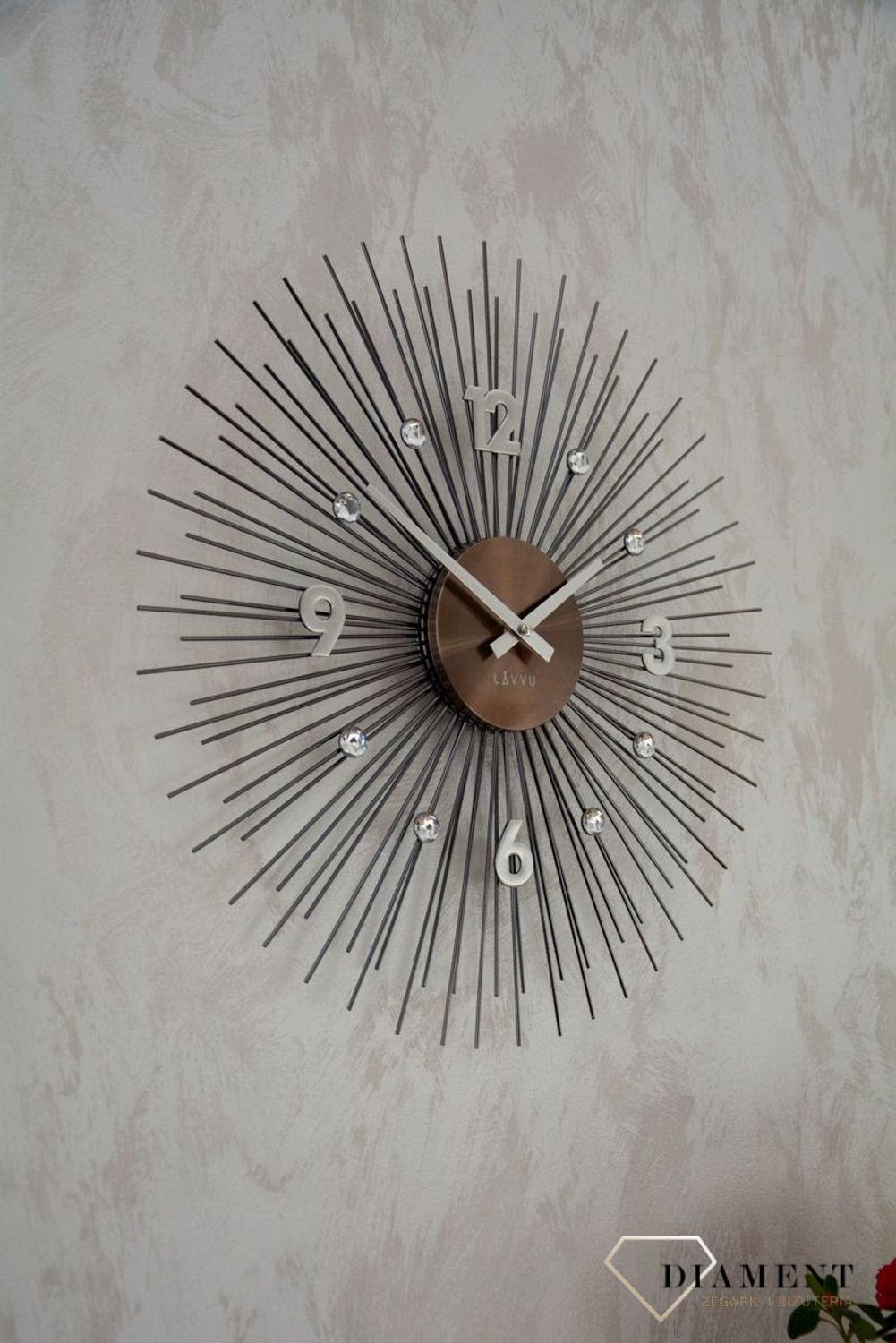 Zegar ścienny 49cm z kryształkami CRYSTAL SUN Lavvu LCT1143.jpg