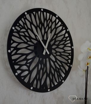 Imponujący zegar wykonany z drewna w kolorze czarnym całkowicie odmieni wnętrze Twojego domu. ✓ Nowoczesne zegary✓ Nowoczesny zegar ścienny drewniany czarny  (6).JPG