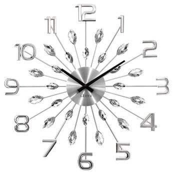 Zegar ścienny 49cm z kryształkami w kolorze srebrnym Cristal Lavvu LCT1190.jpg