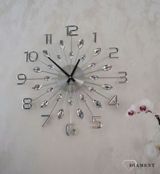 Zegar ścienny 49cm z kryształkami w kolorze srebrnym Cristal Lavvu LCT1190✓Zegary ścienne✓Zegar ścienny duży (3).JPG