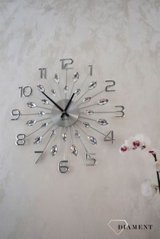 Zegar ścienny 49cm z kryształkami w kolorze srebrnym Cristal Lavvu LCT1190✓Zegary ścienne✓Zegar ścienny duży (5).JPG