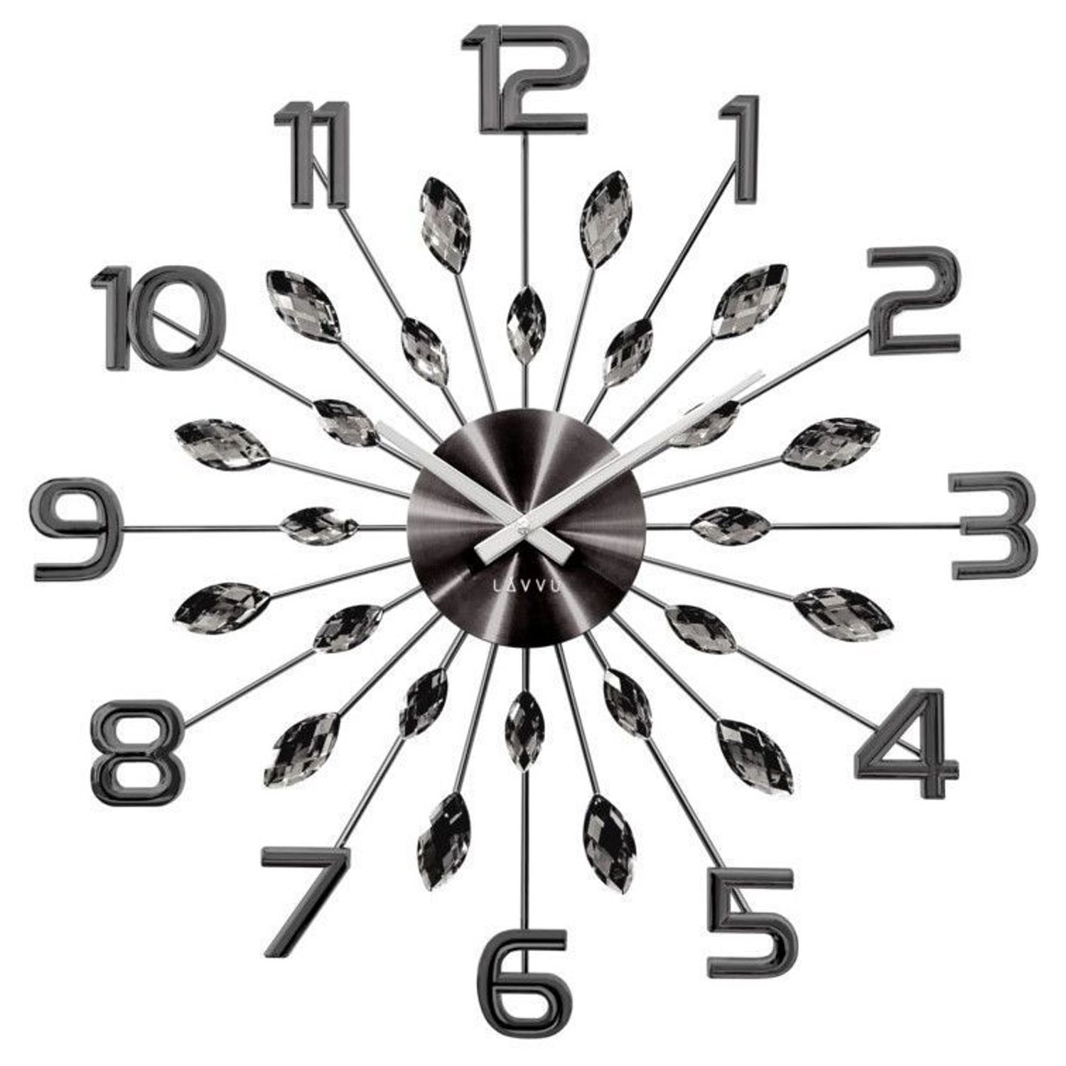 Zegar ścienny 49cm z kryształkami w kolorze antracytowym Cristal Lavvu LCT1191.jpg