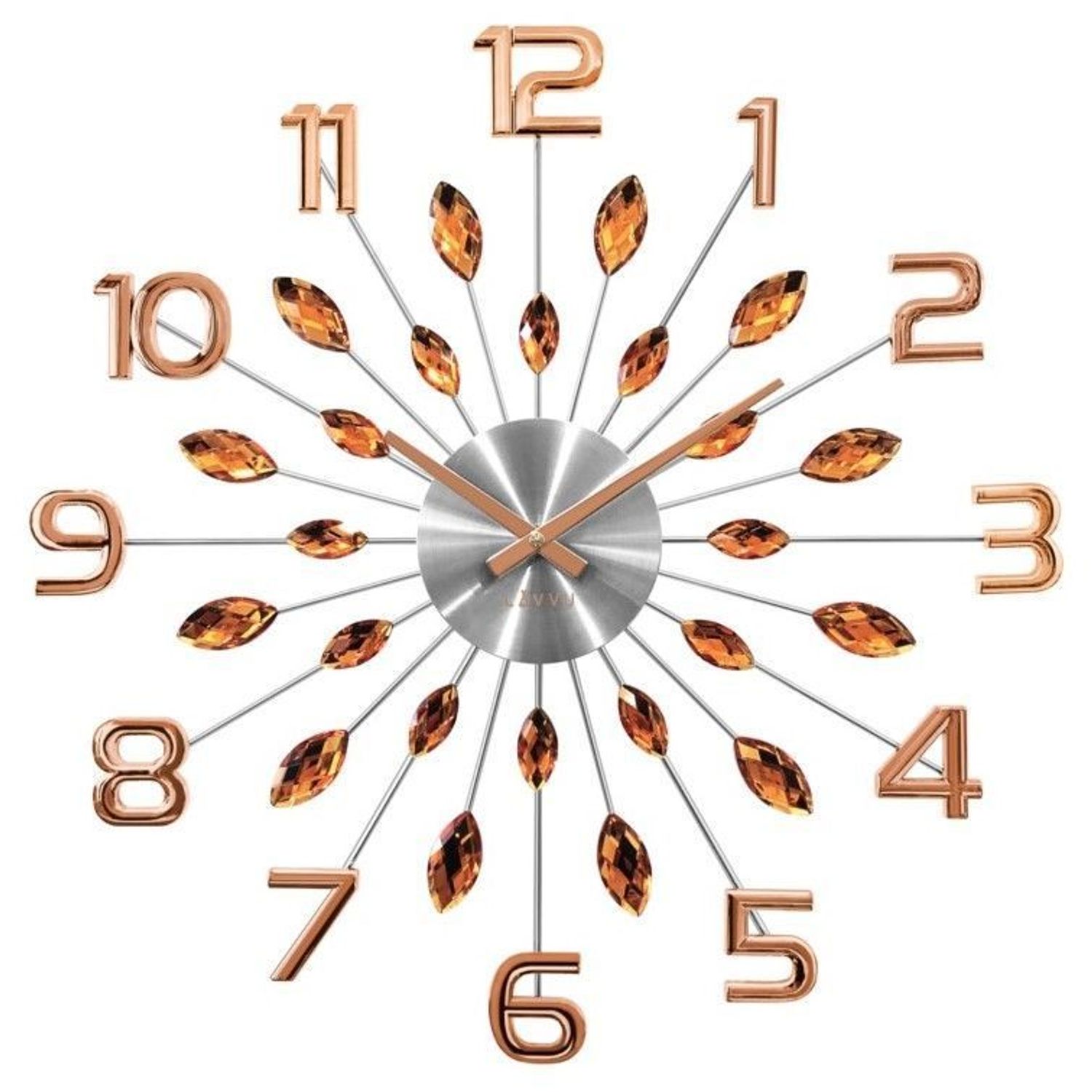 Zegar ścienny 49cm z kryształkami w kolorze rose gold Cristal Lavvu LCT1192 (1).jpg